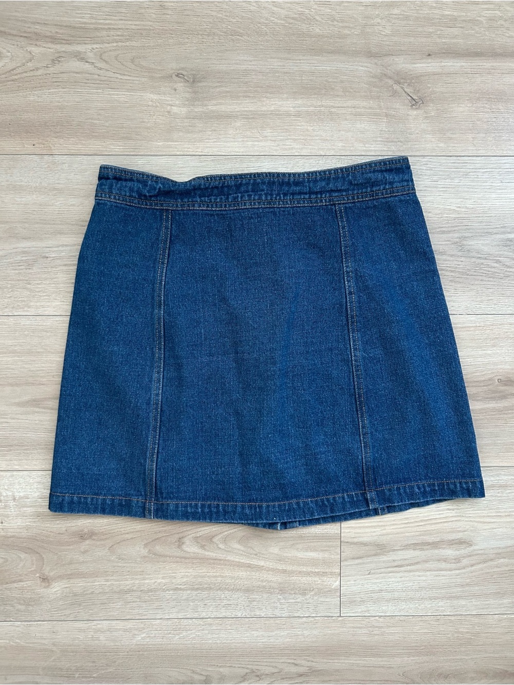 Sans Souci Dark Blue Button-Front Denim Mini Skirt - Picture 4 of 4